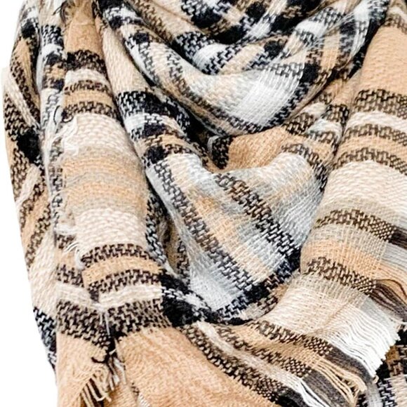 Womens Warm Long Shawl Winter Wraps Large Scarves Knit Cashmere Feel Plaid Trian - Picture 4 of 4